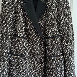 Talbots Tweed Black Gold Preppy Blazer Jacket - no tag but fits as 16